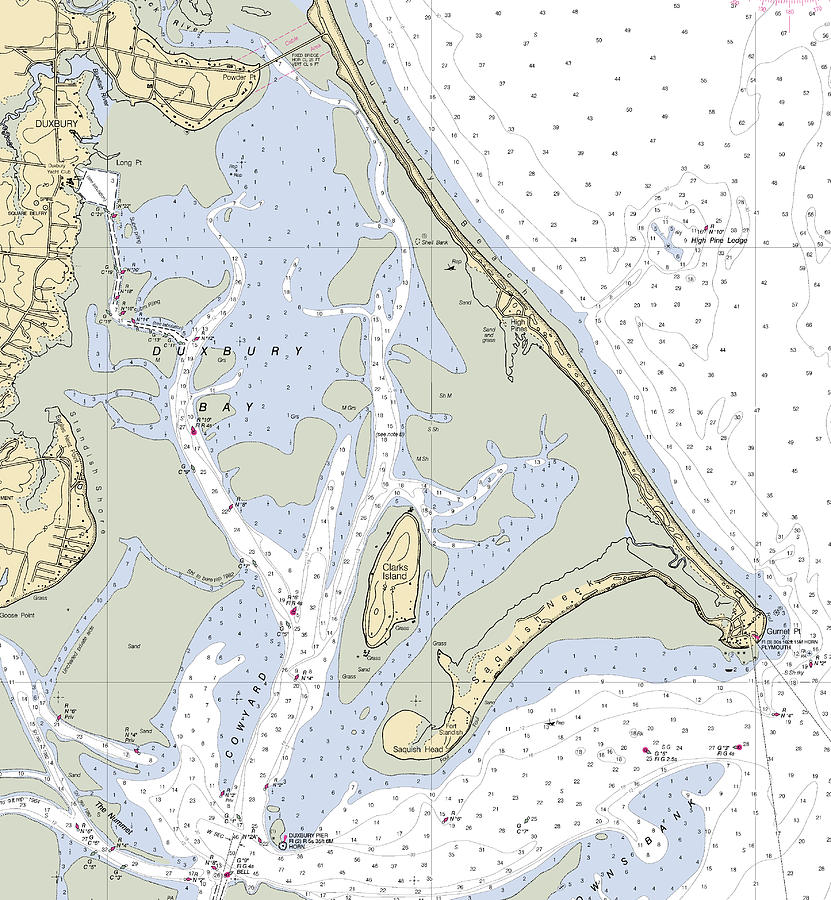 Duxbury Bay Massachusetts Nautical Chart Sea Koast 