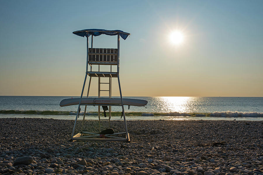 Duxbury Beach Lifeguard Chair Sunrise Duxbury MA Photograph by Toby McGuire