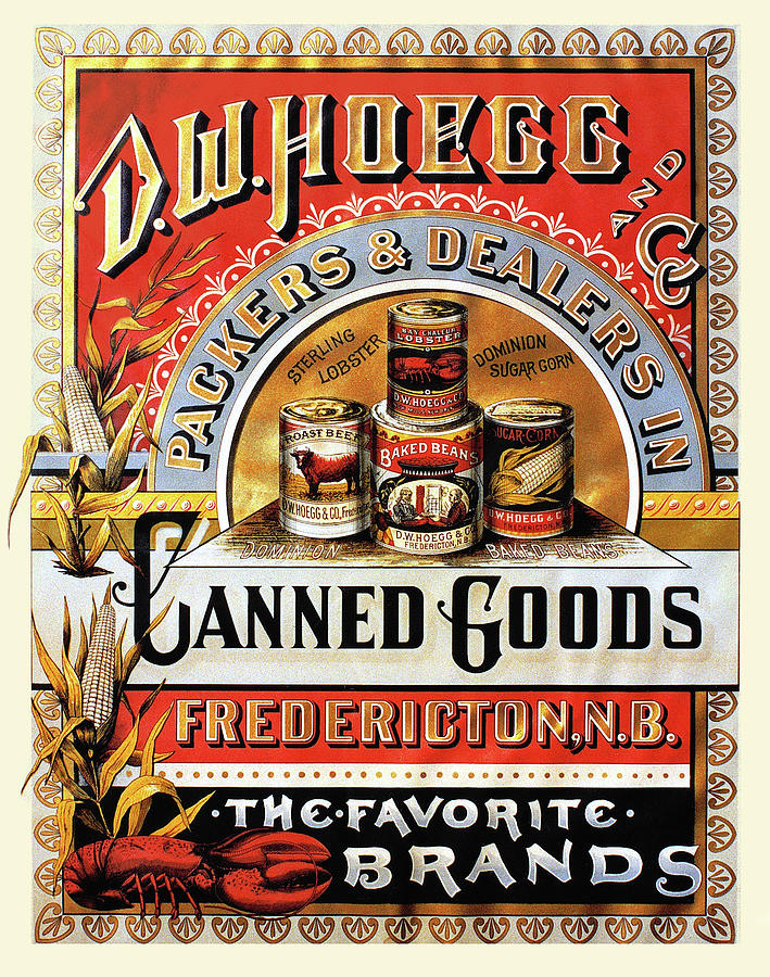 D.W. Hoegg Canned Goods Painting by Geo. Bishop Engravers