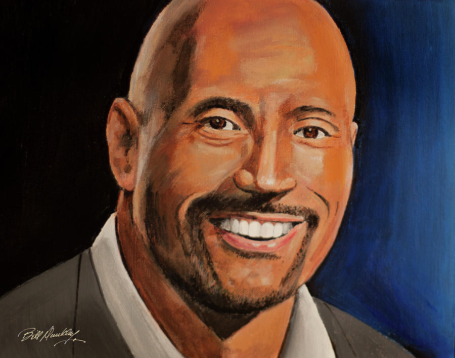 Dwayne Johnson Painting by Bill Dunkley