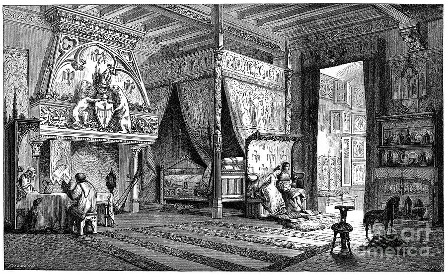 Dwelling Room Of A Seigneur Of The 14th Drawing by Print Collector
