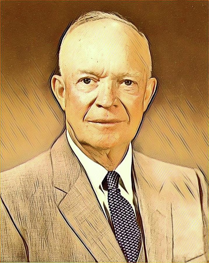Dwight D Eisenhower Mixed Media by Teresa Trotter