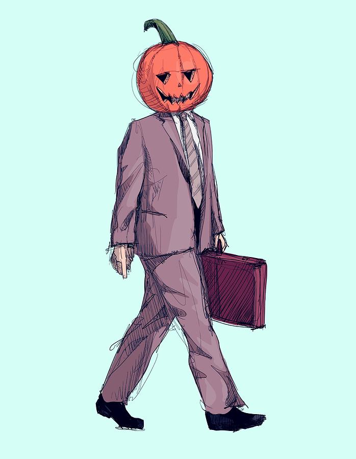 Dwight Halloween Drawing by Ludwig Van Bacon