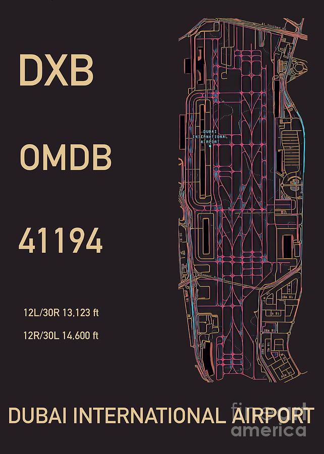 DXB Dubai Airport Digital Art by HELGE Art Gallery