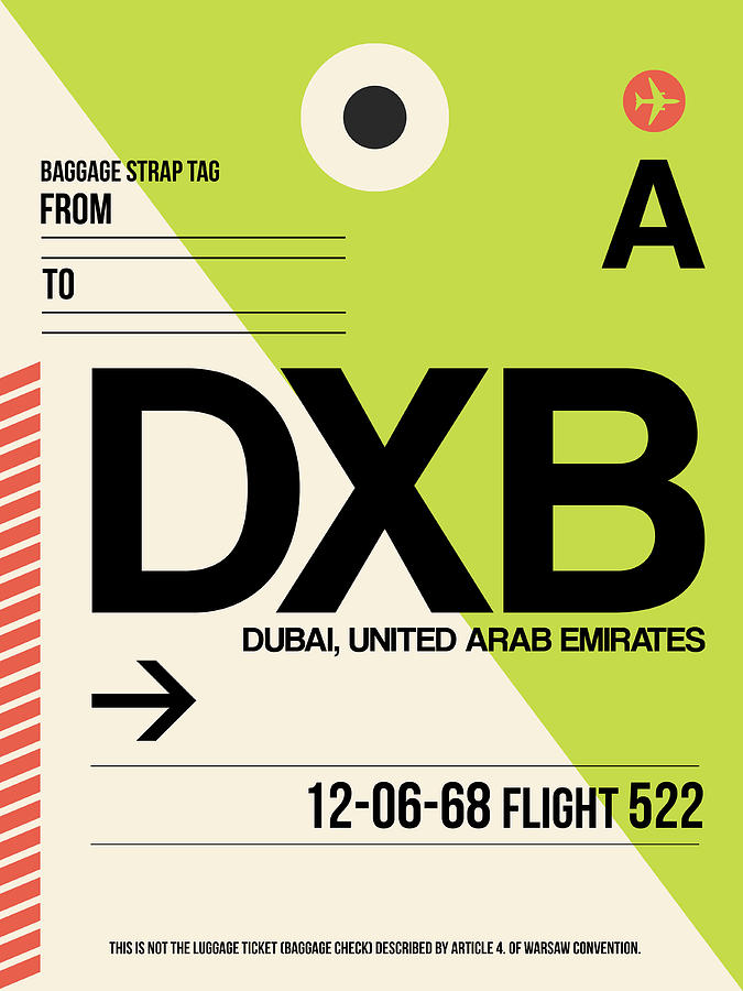 DXB Dubai Luggage Tag I Digital Art by Naxart Studio