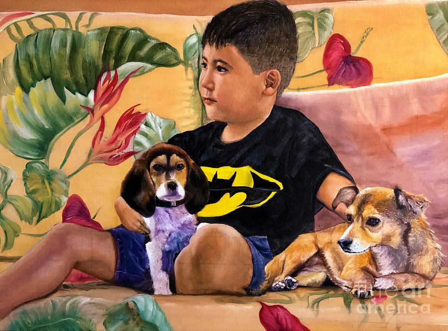 Dylan, Ikaika and Tinker Just Cruisin Painting by Leland Castro