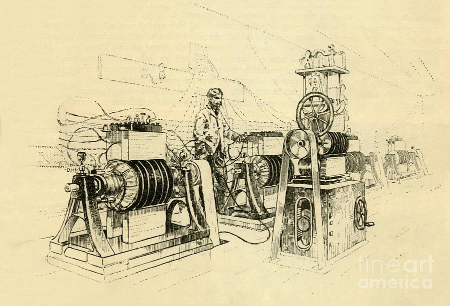 Dynamo-electric Machines Drawing by Print Collector