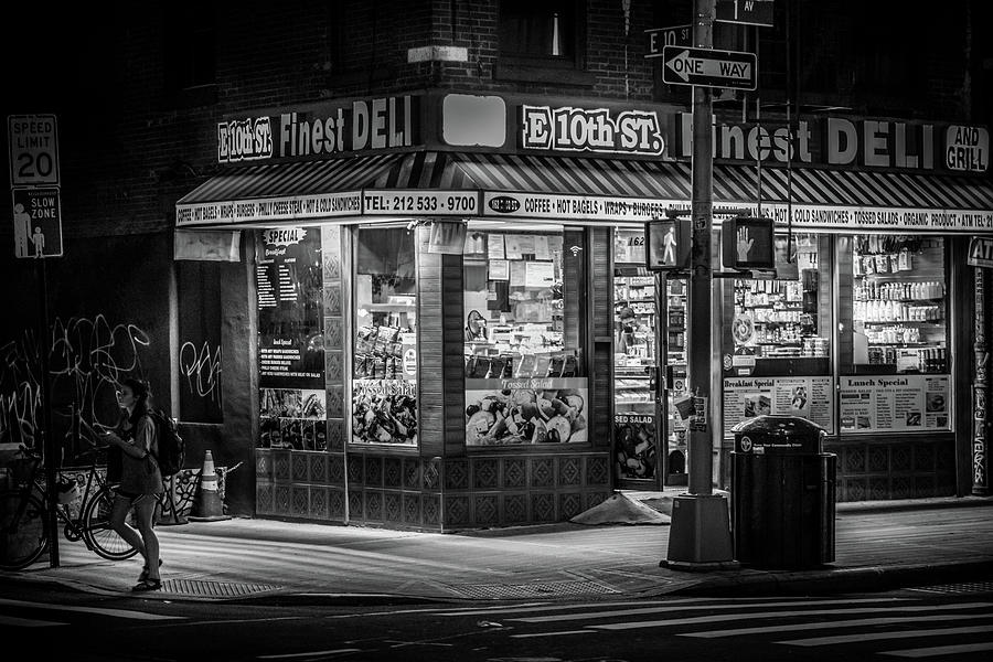 E 10th Street Deli In Black and White Photograph by Greg and Chrystal Mimbs