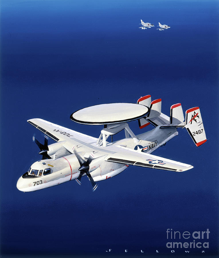 Grumman E-2A Hawkeye Painting by Jack Fellows
