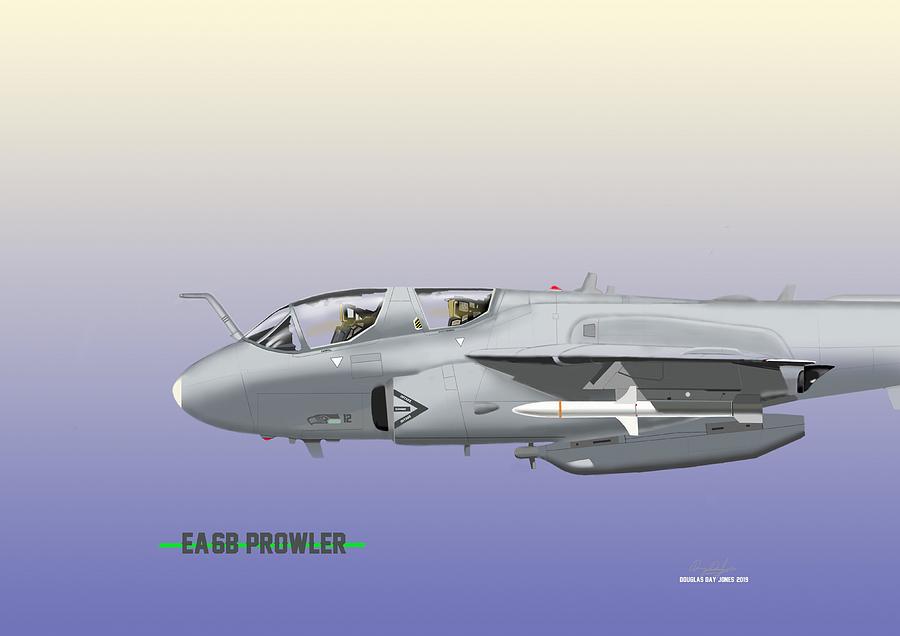 EA6B Hawk Digital Art by Douglas Day Jones