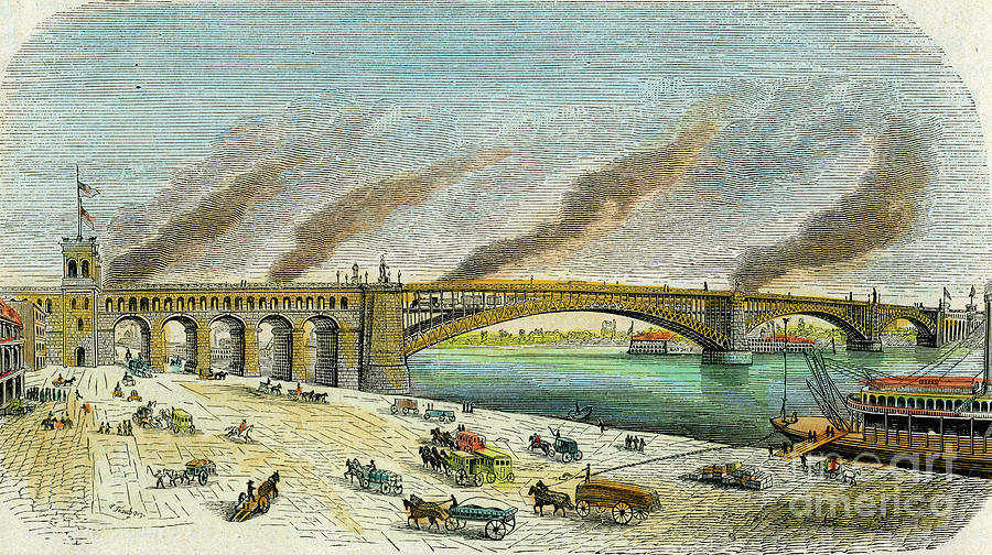 Transportation Drawing - Eads Bridge, St Louis, Missouri, Usa by Print Collector