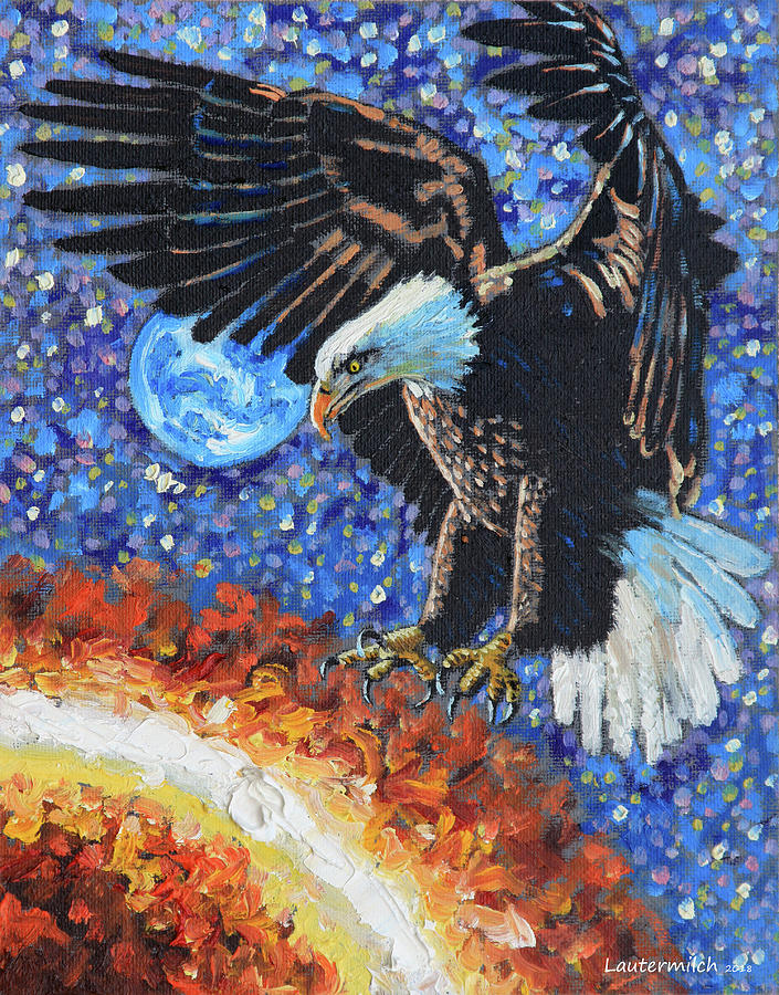 Eagle Attacking the Sun Painting by John Lautermilch