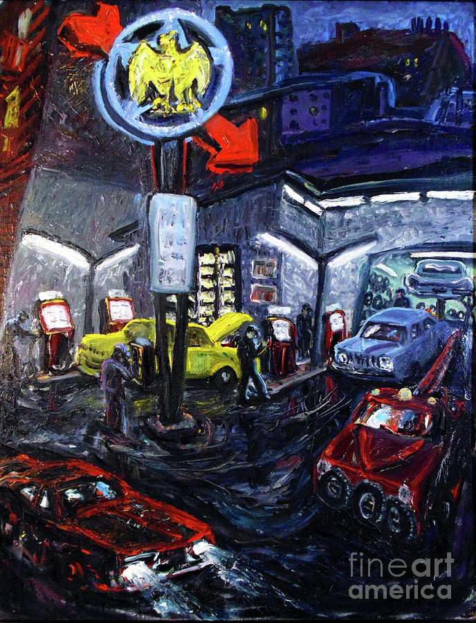 Taxi Driver Painting - Eagle Gas Station by Arthur Robins