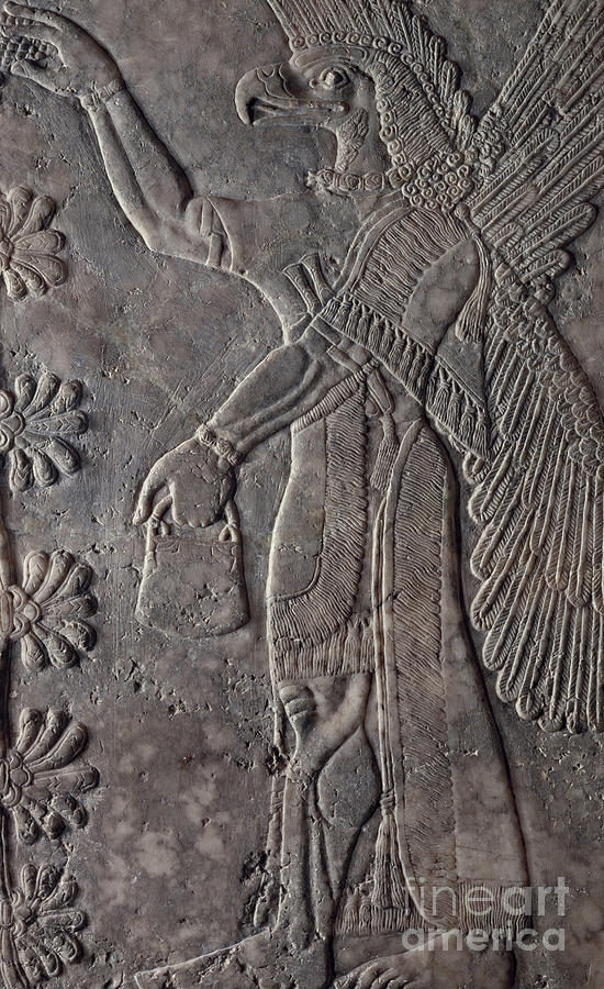 Eagle-headed winged figure, 875-60 BC by Assyrian School Eagle-headed winged figure, 875-60 BC by Assyrian School
