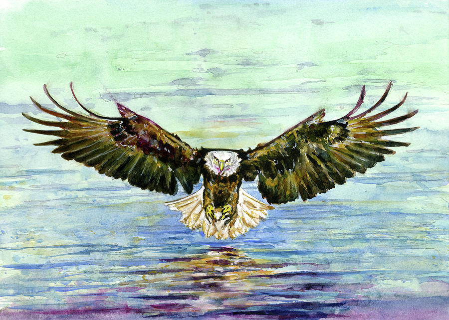 Eagle In Alaska Painting by John D Benson