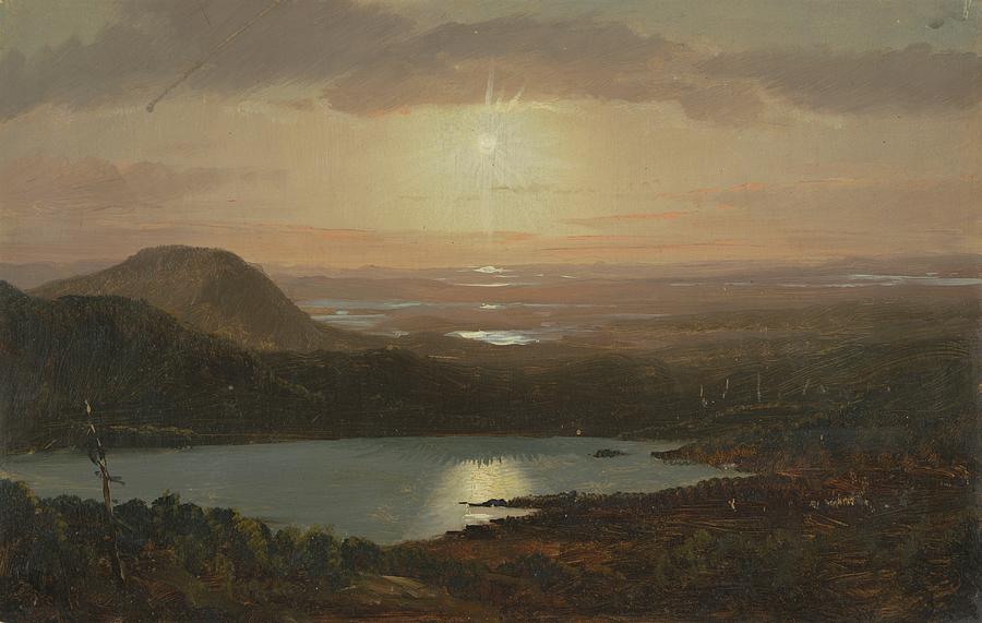 Eagle Lake Viewed From Cadillac Mountain, Mount Desert Painting by Frederic Edwin Church Eagle Lake Viewed From Cadillac Mountain, Mount Desert Painting by Frederic Edwin Church