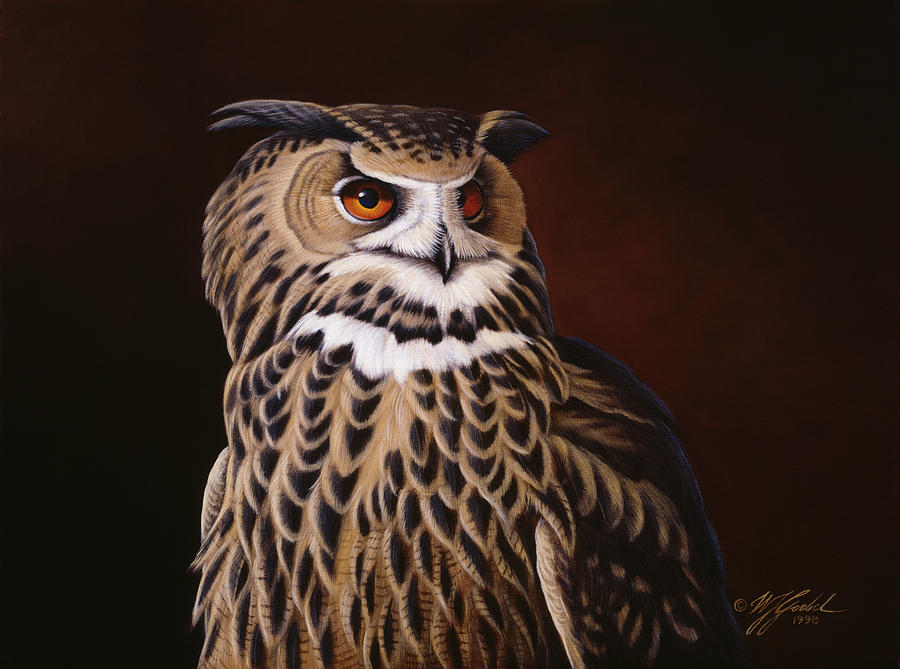 Eagle Owl Painting By Wilhelm Goebel - Fine Art America