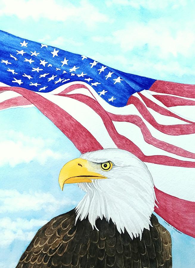 Eagle with Flag Painting by Laurie Anderson | Fine Art America