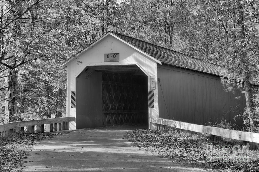 Eagleville Covered Bridge Black And White Photograph by Adam Jewell