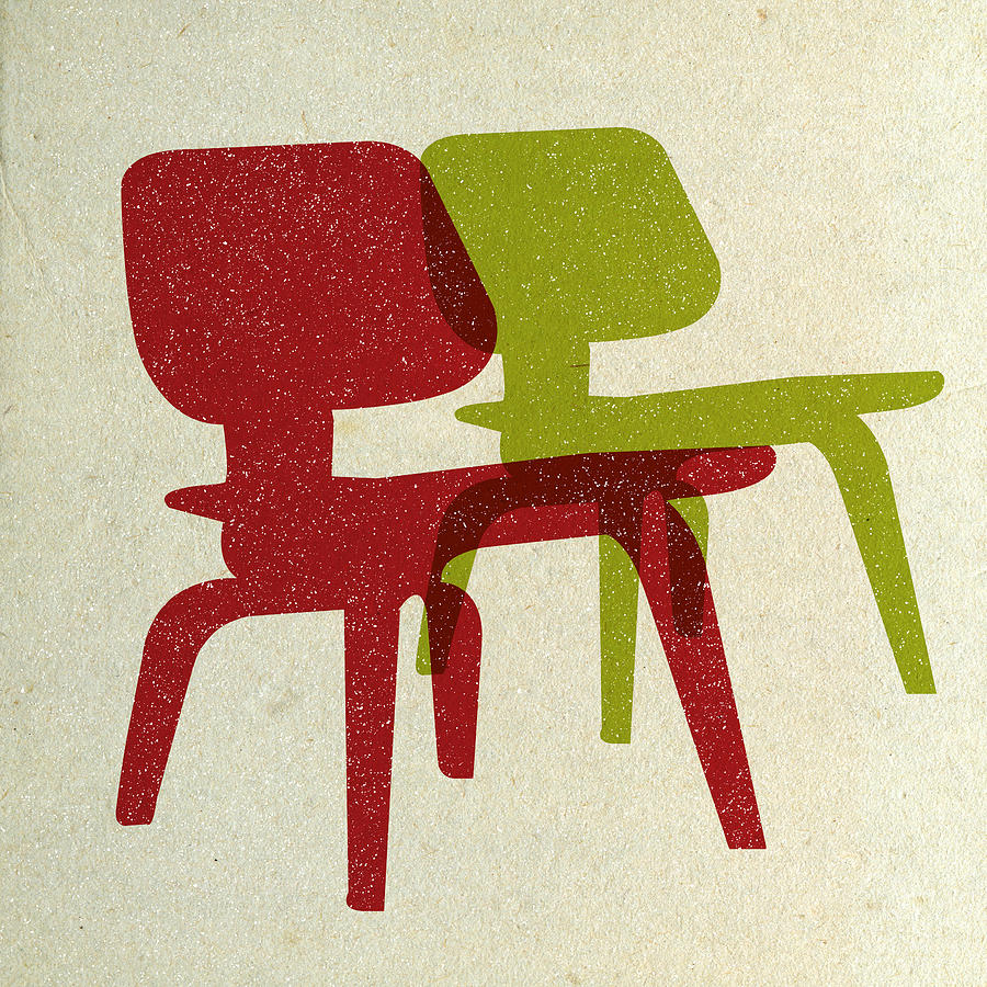 Mid-century Digital Art - Eames Molded Plywood Chairs II by Naxart Studio Mid-century Digital Art - Eames Molded Plywood Chairs II by Naxart Studio