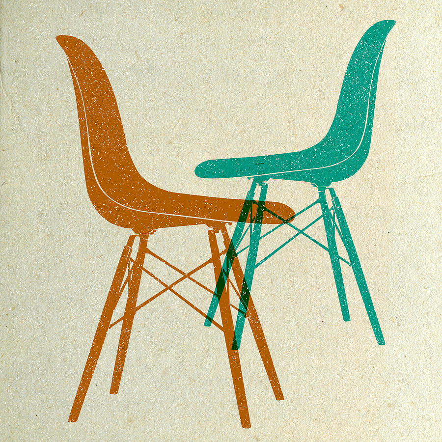Mid-century Digital Art - Eames Plastic Side Chairs II by Naxart Studio Mid-century Digital Art - Eames Plastic Side Chairs II by Naxart Studio