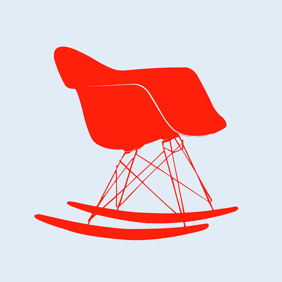 Red eames rocking chair