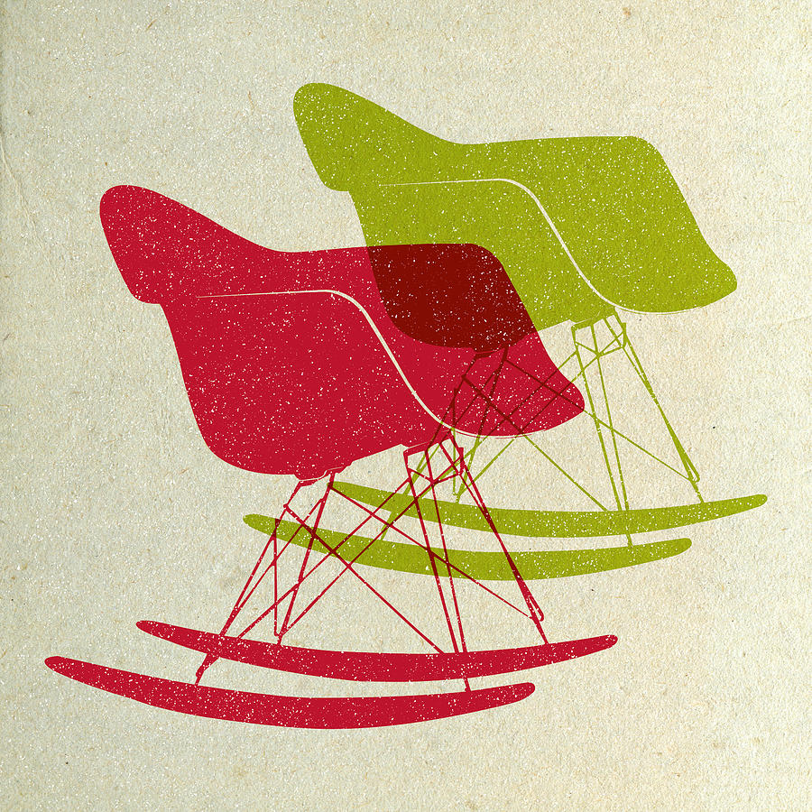 Mid-century Digital Art - Eames Rocking Chairs II by Naxart Studio Mid-century Digital Art - Eames Rocking Chairs II by Naxart Studio