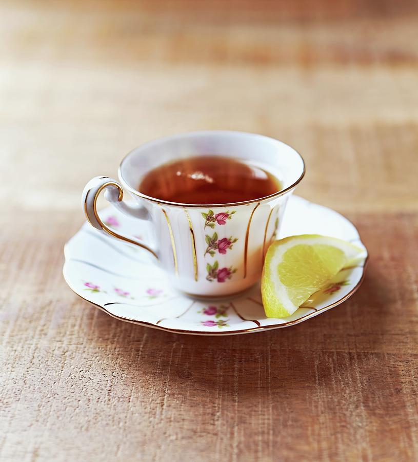 Earl Grey Tea In An Antique Porcelain Cup Photograph by B.&.e.dudzinski