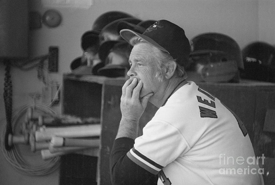 Baltimore Orioles Photograph - Earl Weaver Watching The Game by Bettmann