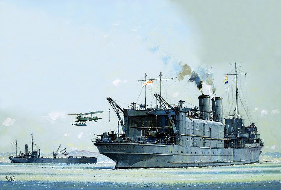 Early Aircraft Carrier Painting by John S Smith