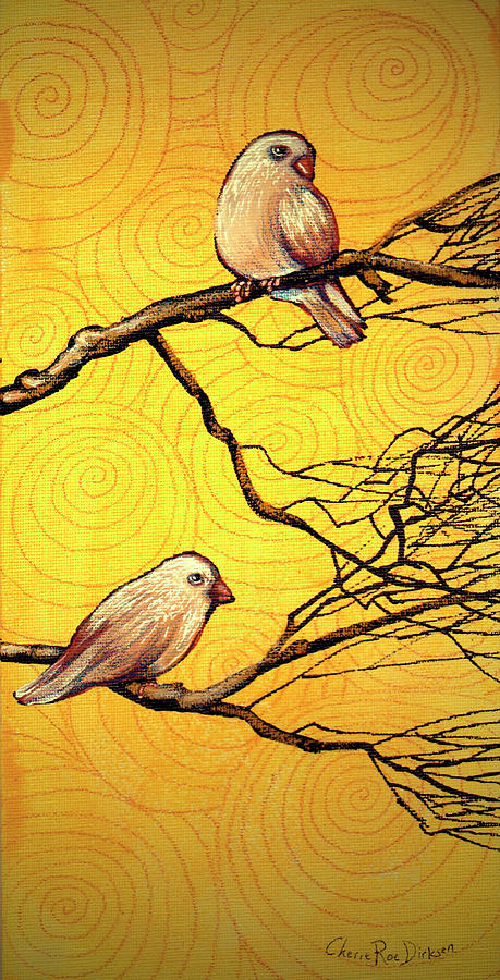 Bird Painting - Early Bird Banter by Cherie Roe Dirksen
