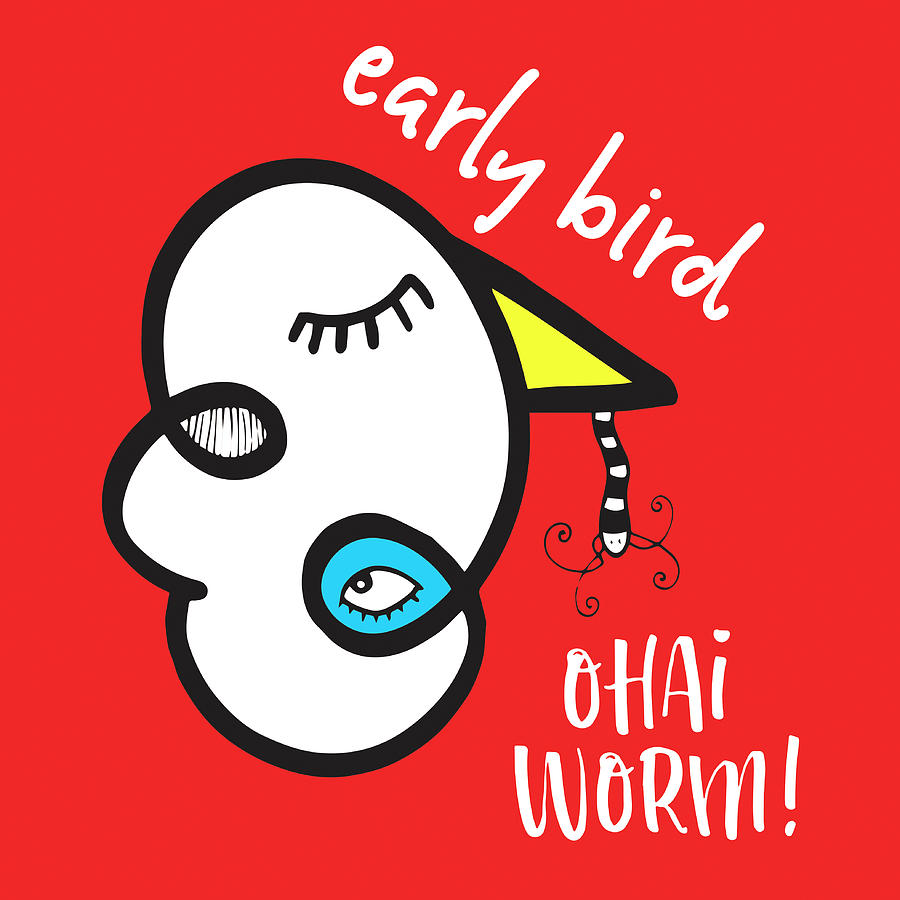 Bird Digital Art - Early Bird Ohai Worm by Oodlies