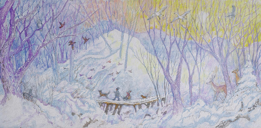 Winter Painting - Early Birds by Bill Bell
