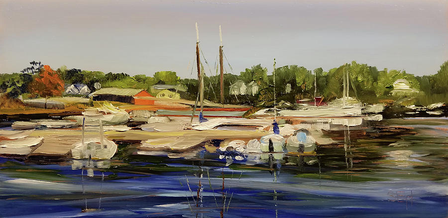 Boat Painting - Early Fall Camden by Susan E Hanna