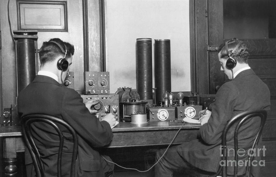 Young Men Photograph - Early Ham Radio Operators by Bettmann