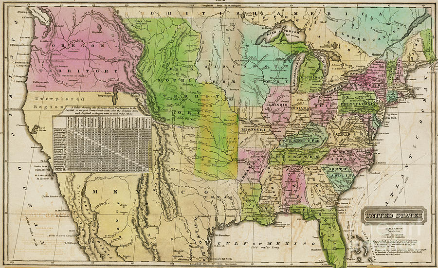 Early Map Of The United States Photograph by Bettmann