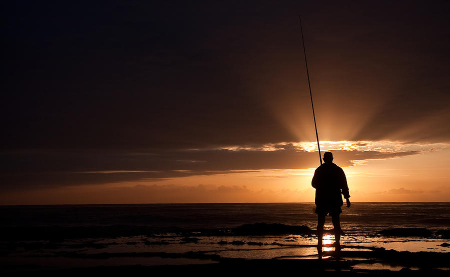 Sunset Photograph - Early Morning Fisherman by Ian Damerell