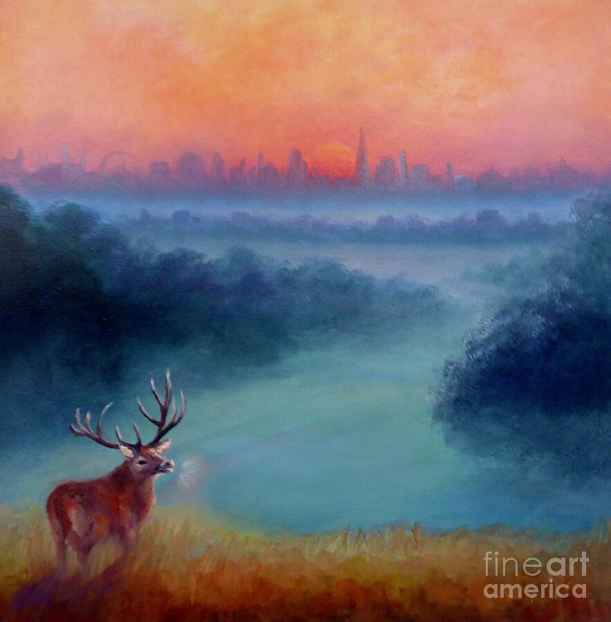 Richmond Painting - Early Morning, Richmond Park, 2023,  London Landscape by Lee Campbell