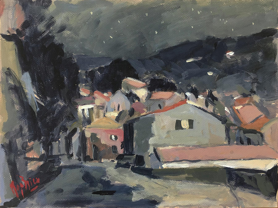 Early morning stars in Loggos Painting by Nop Briex