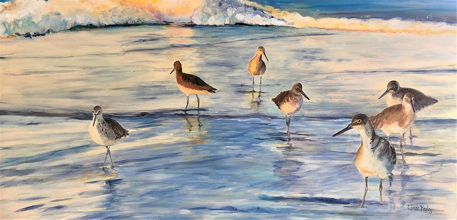 Early Morning Waders Painting by Linda Kegley