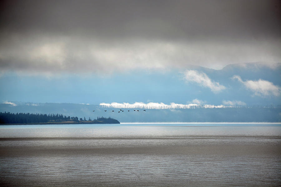 Early Morning Yellowstone Lake Vignetting Photograph by Bruce Gourley