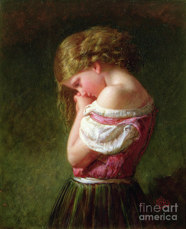 Blond Hair Painting - Early Sorrow, 1869 by Henry Lejeune