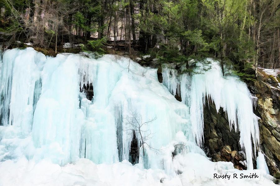 Landscape Photograph - Early Spring Cliff ice flow Southern Vermont. by Rusty R Smith