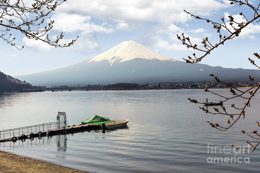 Early Spring Morning Lake Kawaguchiko Photograph by Karen Jorstad