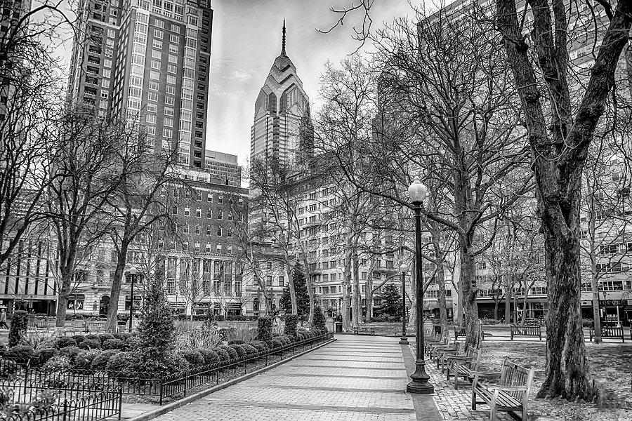 Early Spring - Rittenhouse Square in Black and White Photograph by Bill Cannon
