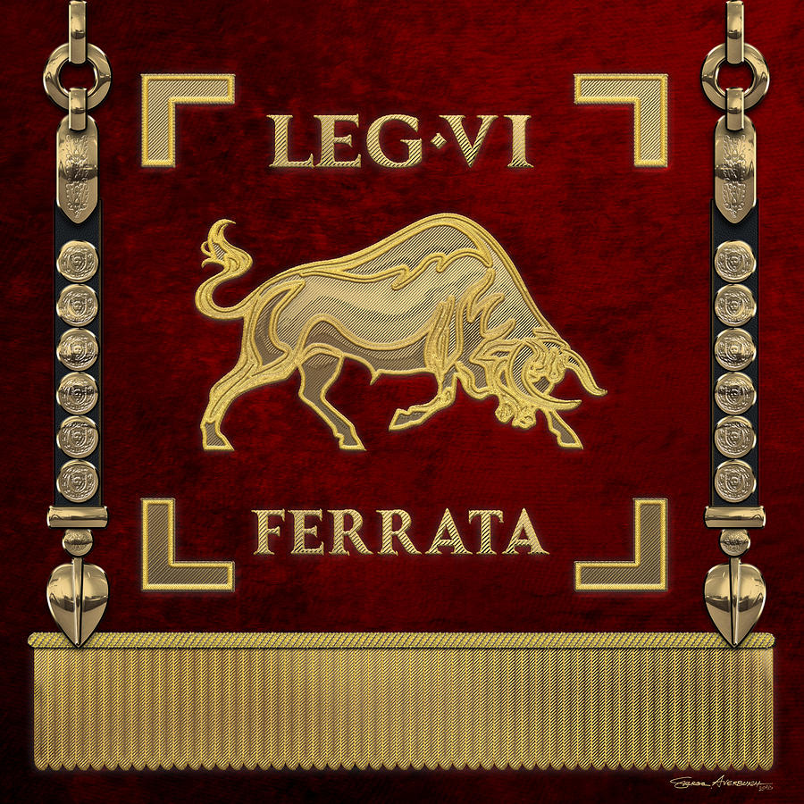 Early Standard of the Sixth Ironclad Legion - Bull Vexillum of Legio VI Ferrata Digital Art by Serge Averbukh