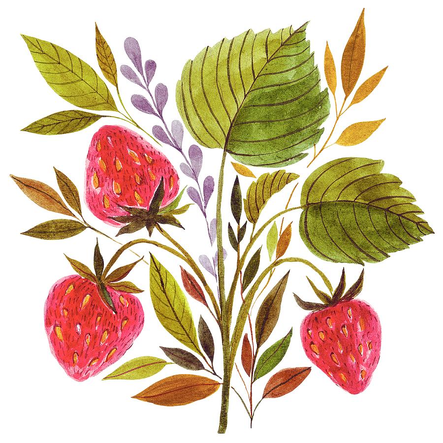 Spring Painting - Early Summer Strawberries Are The Sweetest by Little Bunny Sunshine