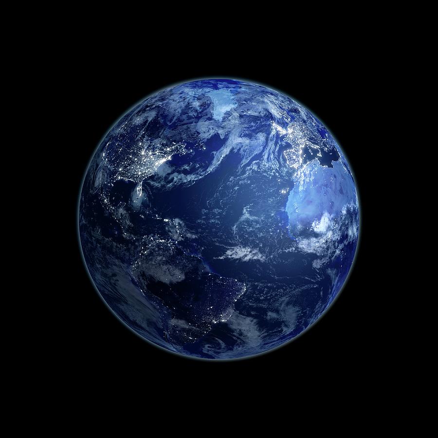 Earth At Night, Artwork Digital Art by Andrzej Wojcicki