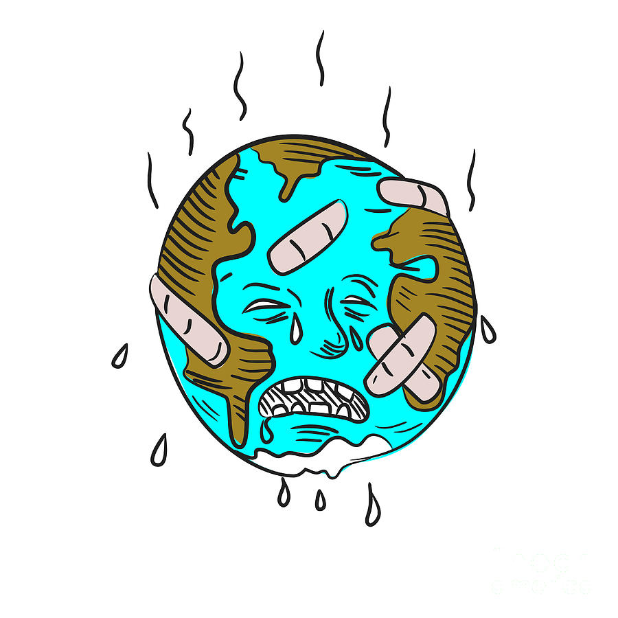Earth Sad and Crying Doodle Digital Art by Aloysius Patrimonio - Fine Art  America