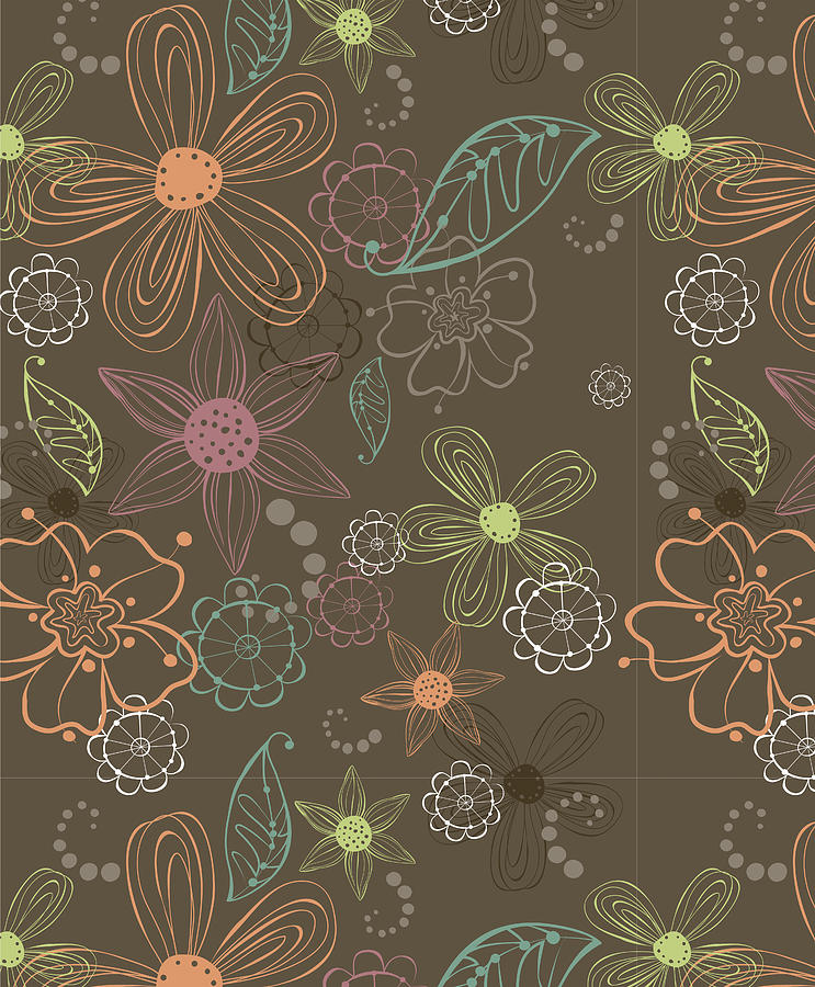 Pattern Mixed Media - Earthy Floral by Fiona Stokes-gilbert